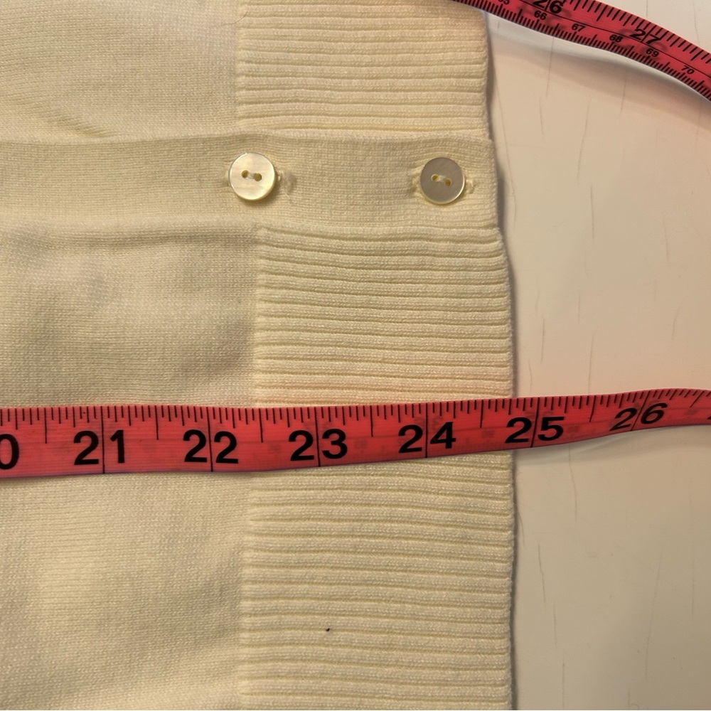 Lands' End Medium Ivory Ruffled-Front Button Cardigan - Picture 6 of 7